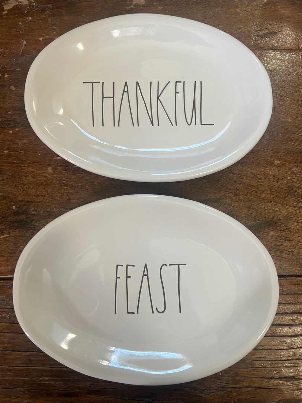 Rae Dunn Thanksgiving Thankful and Feast Ovals Set